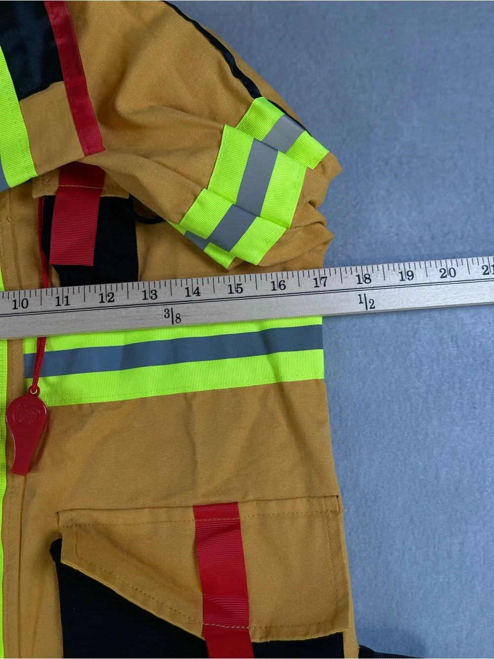 Teetot Co Jr Firefighter Kids Costume Jacket Pants Tan Reflective Size 7-8